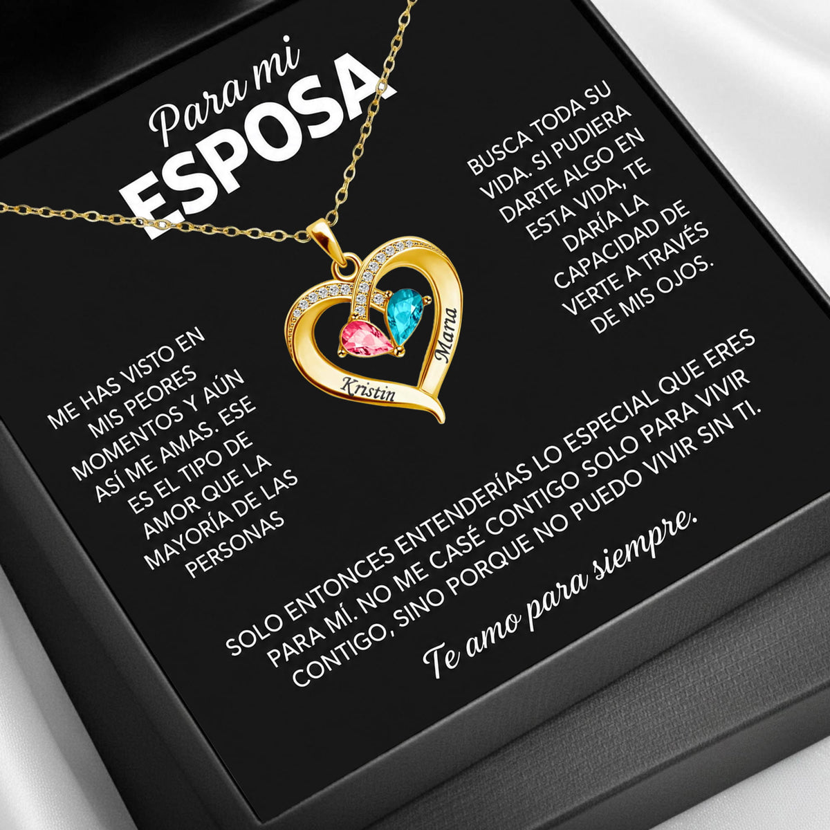Siempre Tuya – Collar de Corazón con Piedra de Nacimiento Verdo