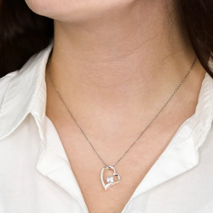 “To My Love” - Eternal Rose Box - 14k Whitegold Heart Necklace