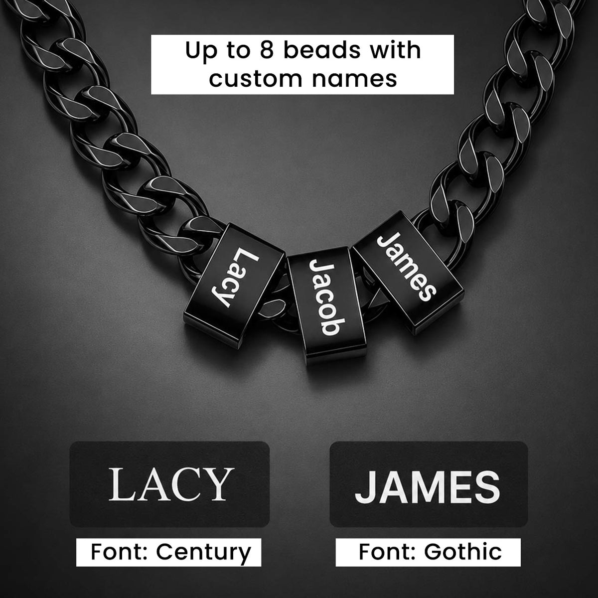 Men’s Necklace with Personalized Name Beads