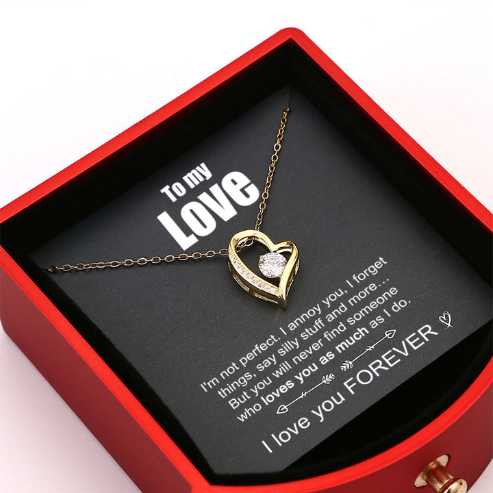“To My Love” - Eternal Rose Box - 14k Whitegold Heart Necklace