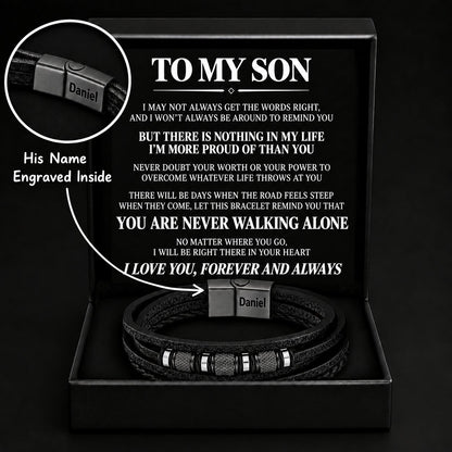 To My Son – Braided Black Leather Bracelet