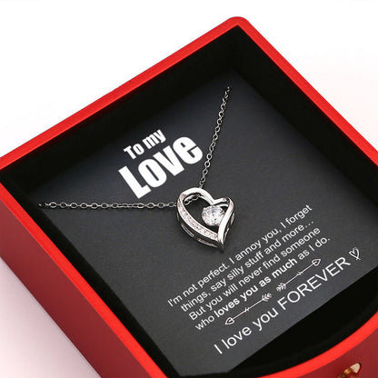“To My Love” - Eternal Rose Box - 14k Whitegold Heart Necklace
