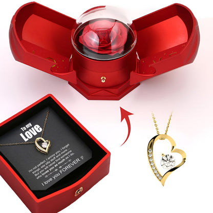 “To My Love” - Eternal Rose Box - 14k Whitegold Heart Necklace