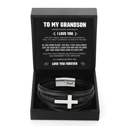 Grandson Guardian Cross Bracelet