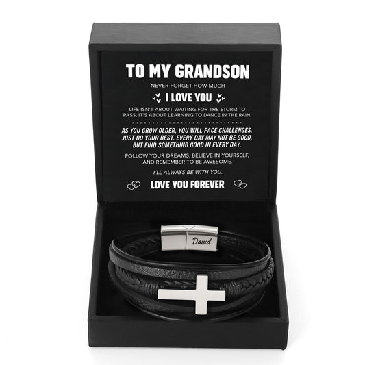 Grandson Guardian Cross Bracelet