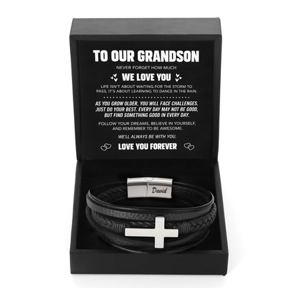 Grandson Guardian Cross Bracelet