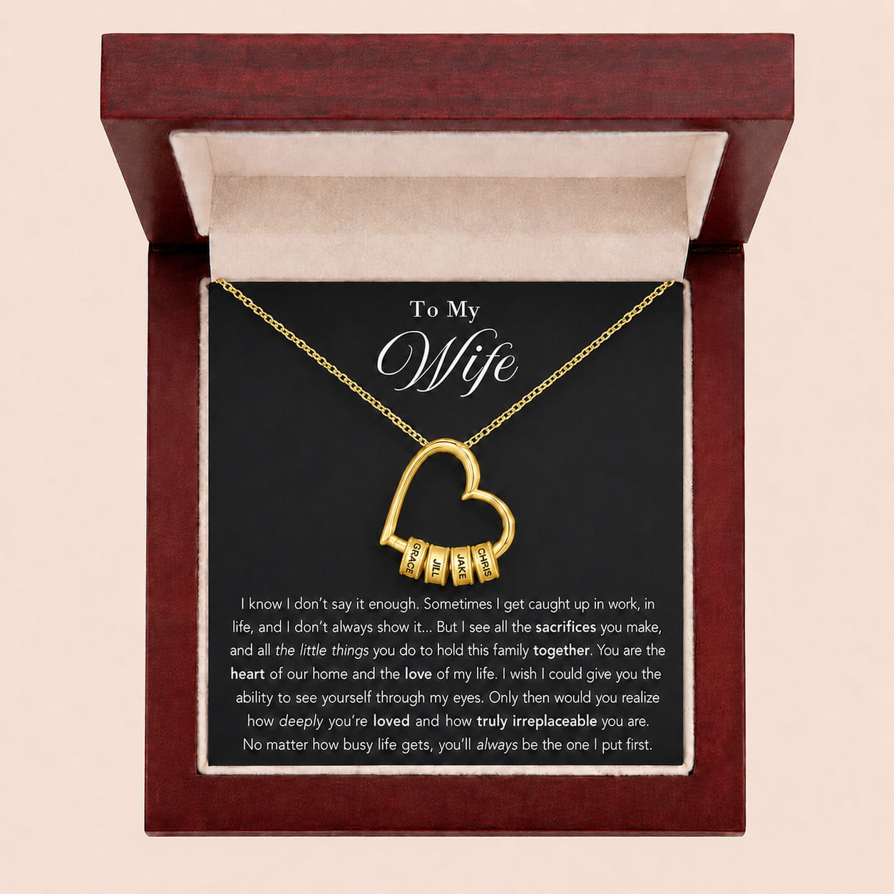 "The Heart of Our Family" - Customized Heart Necklace