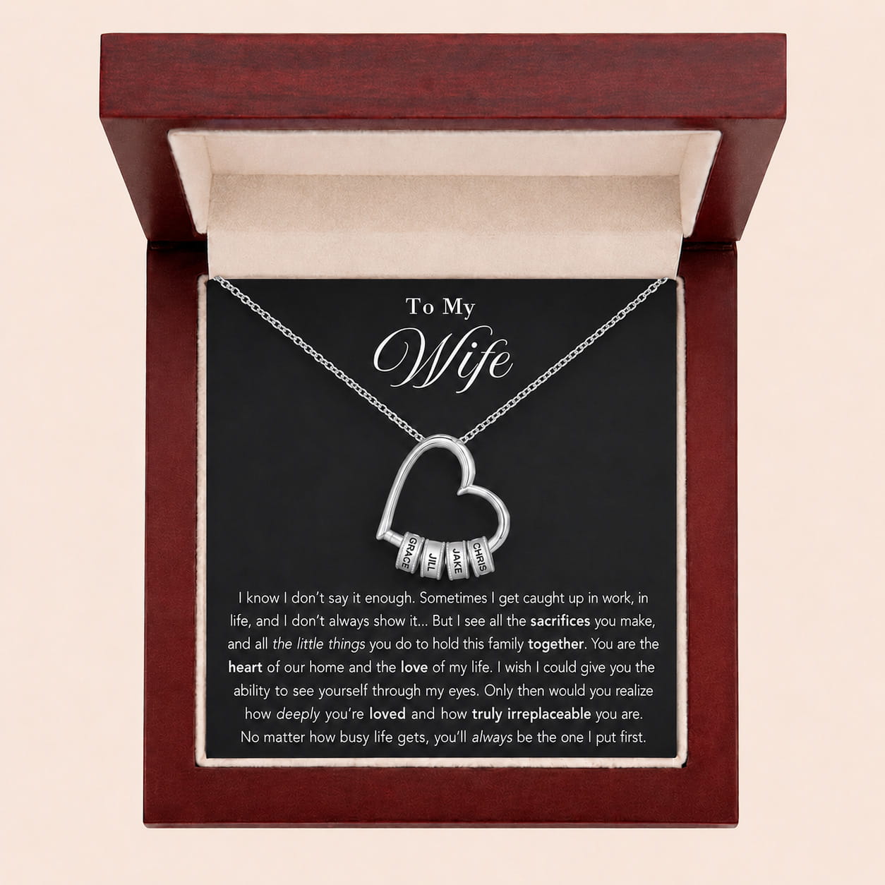 "The Heart of Our Family" - Customized Heart Necklace