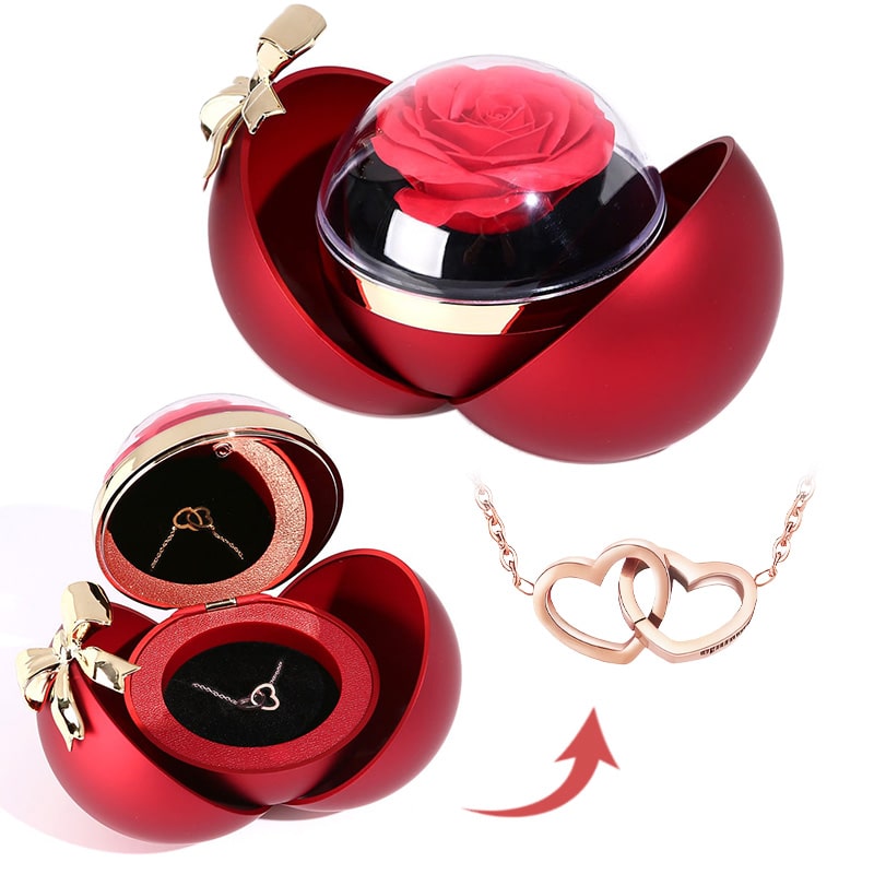 Globe Rose Box - With Hidden Engraved Necklace