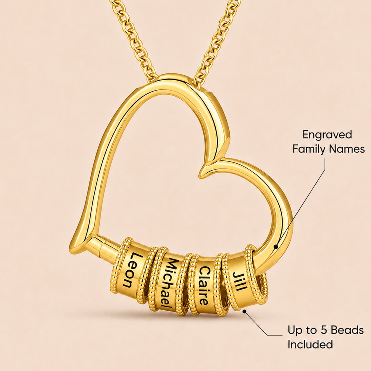 "The Heart of Our Family" - Customized Heart Necklace
