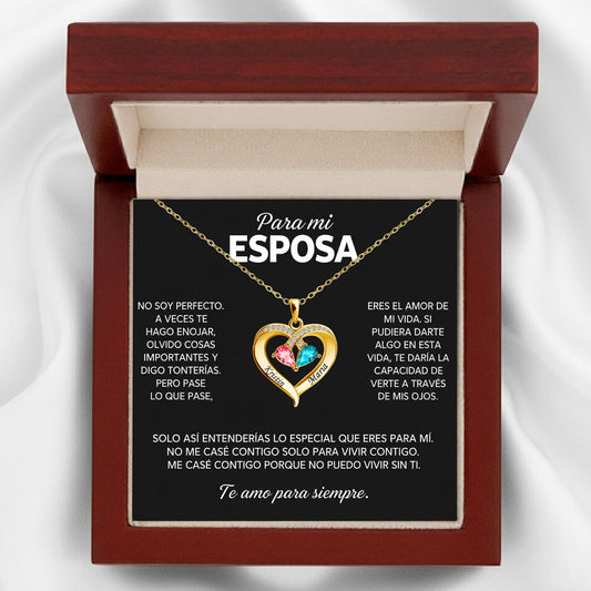 Siempre Tuya – Collar de Corazón con Piedra de Nacimiento Verdo - Soy no perfecto