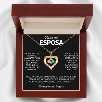 Siempre Tuya – Collar de Corazón con Piedra de Nacimiento Verdo