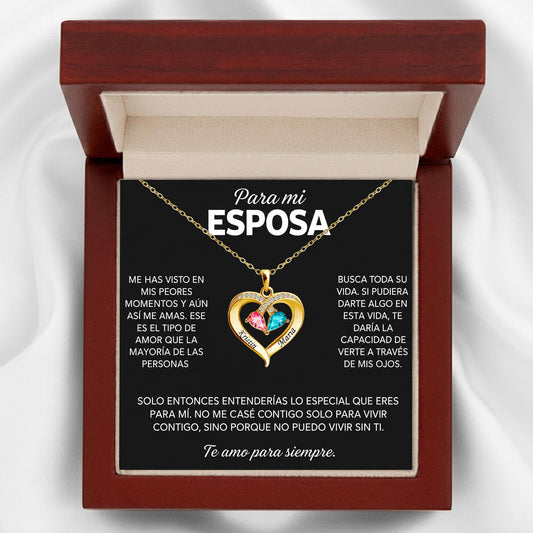 Siempre Tuya – Collar de Corazón con Piedra de Nacimiento Verdo