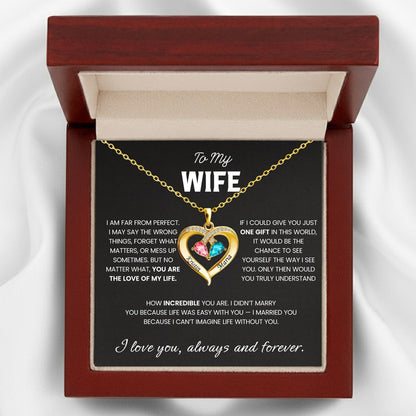 To my Wife Birthstone Heart Necklace