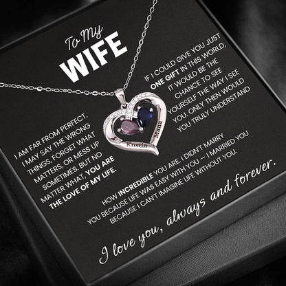 To my Wife Birthstone Heart Necklace