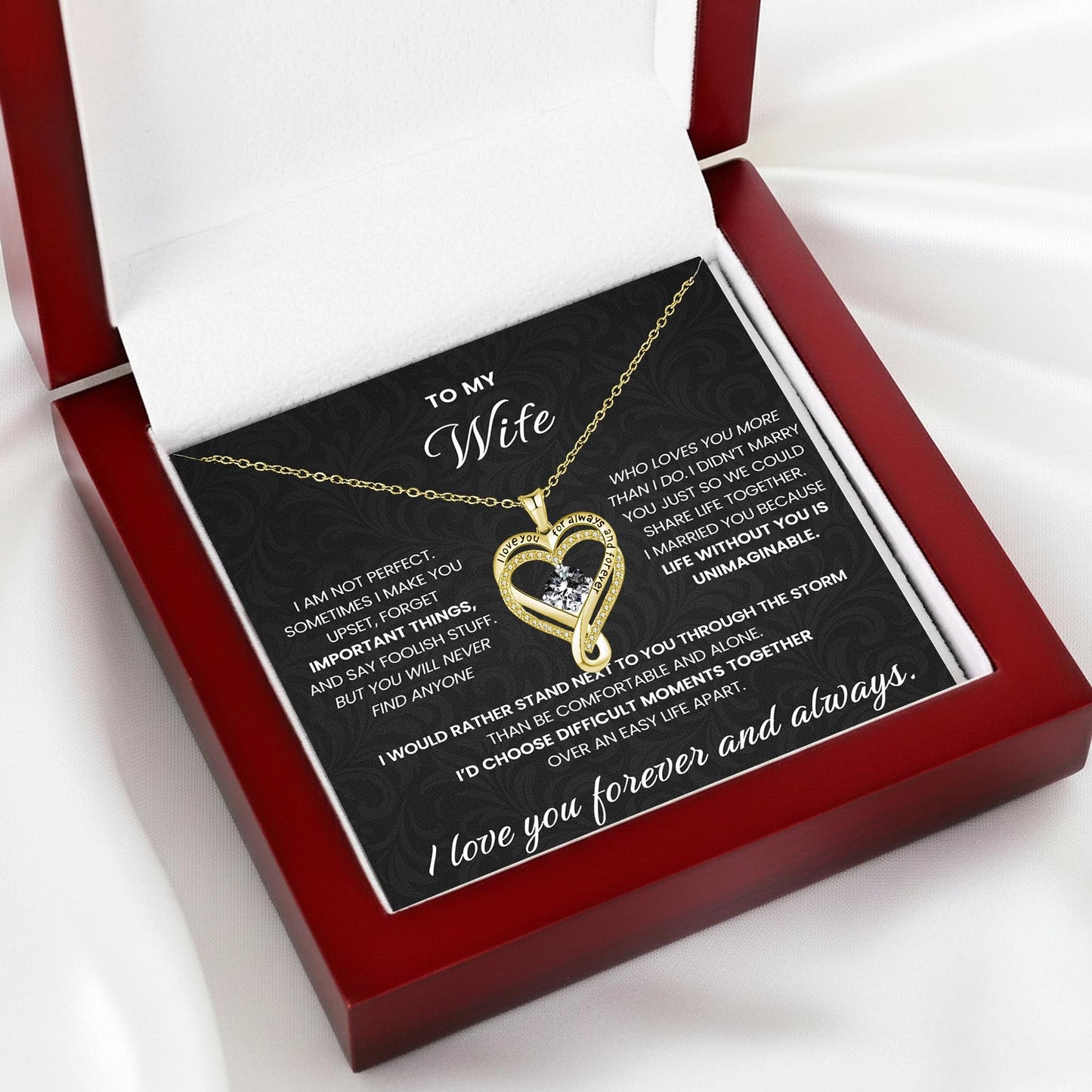 To my Wife - Forever & Always Heart Necklace