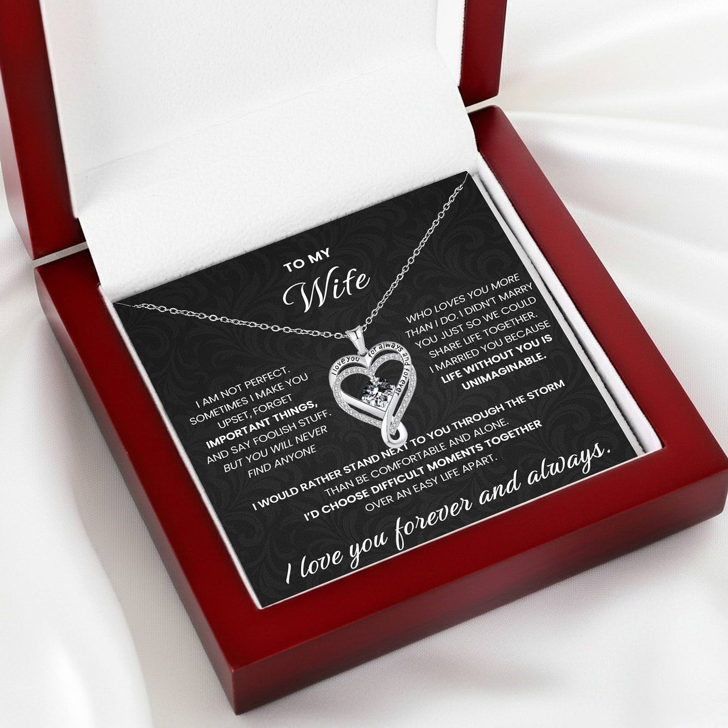 To my Wife - Forever & Always Heart Necklace