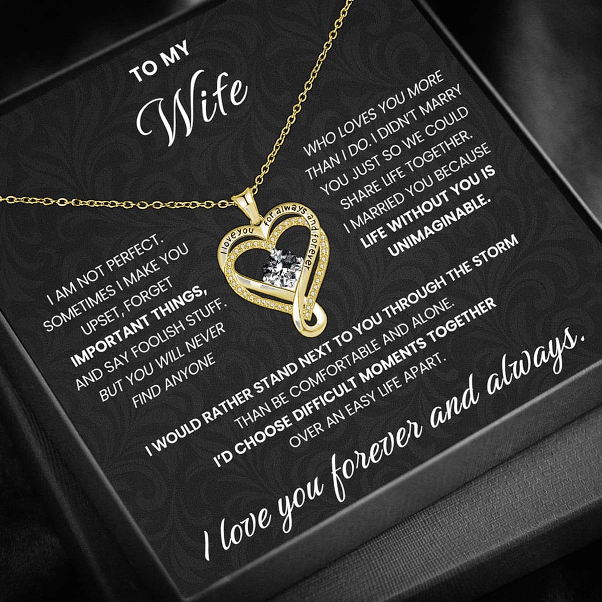 To my Wife - Forever & Always Heart Necklace