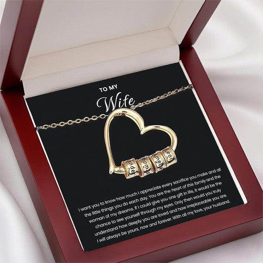 To my Wife - Charm Heart Name Necklace