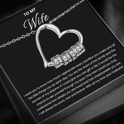To my Wife - Charm Heart Name Necklace