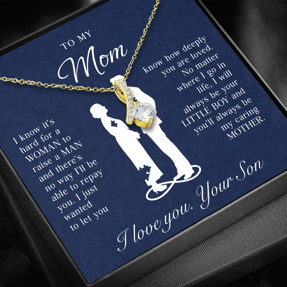 To My Mom - 14k White Gold Necklace Gift Set