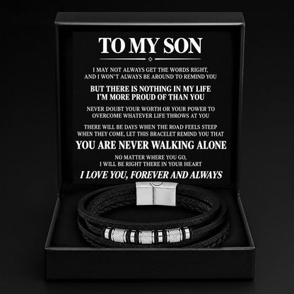 To My Son – Braided Black Leather Bracelet