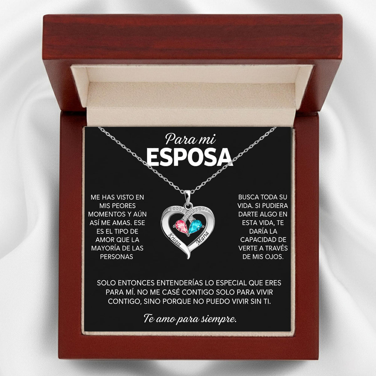 Siempre Tuya – Collar de Corazón con Piedra de Nacimiento Verdo