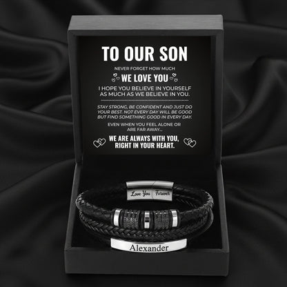 To My Son - Love You Custom Bracelet Set