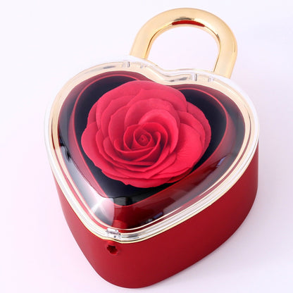 Heartlock Rose Box - With Double Heart Engraved Necklace