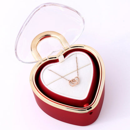 Heartlock Rose Box - With Double Heart Engraved Necklace