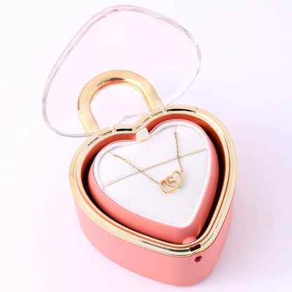 Heartlock Rose Box - With Double Heart Engraved Necklace