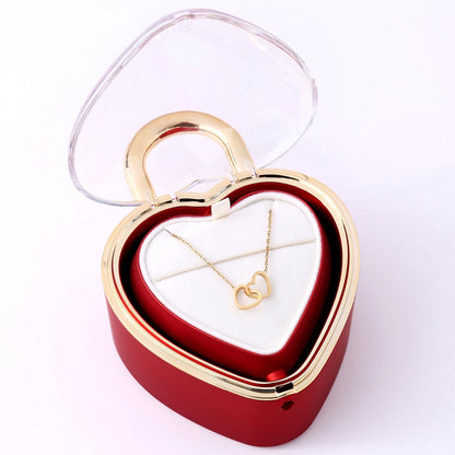 Heartlock Rose Box - With Double Heart Engraved Necklace