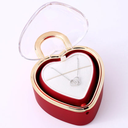 Heartlock Rose Box - With Double Heart Engraved Necklace