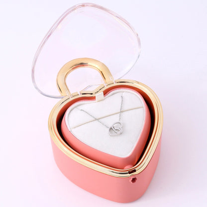 Heartlock Rose Box - With Double Heart Engraved Necklace
