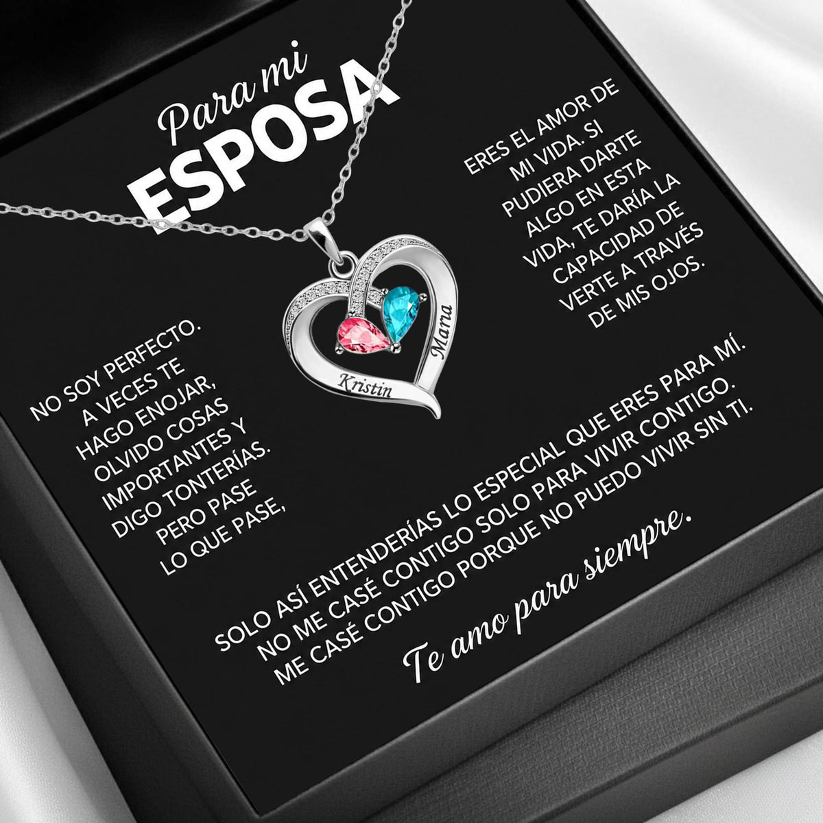 Siempre Tuya – Collar de Corazón con Piedra de Nacimiento Verdo - Soy no perfecto