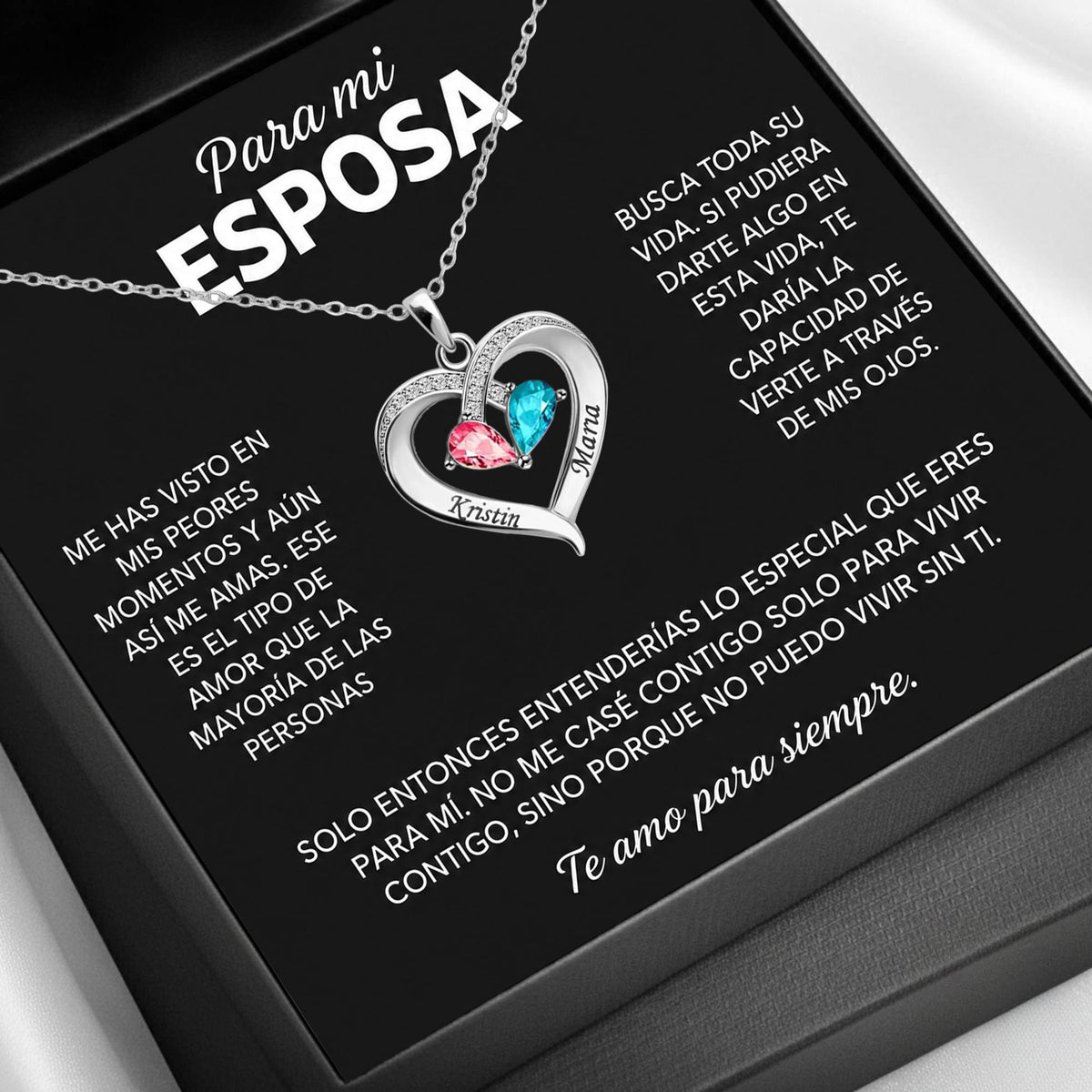 Siempre Tuya – Collar de Corazón con Piedra de Nacimiento Verdo