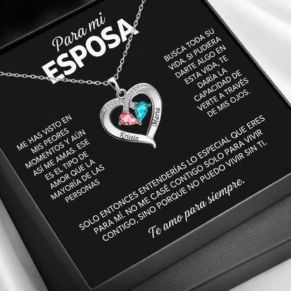 Siempre Tuya – Collar de Corazón con Piedra de Nacimiento Verdo