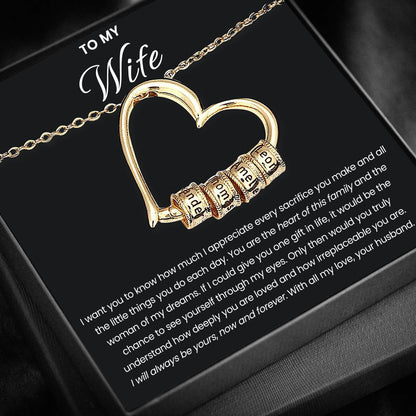 To my Wife - Charm Heart Name Necklace