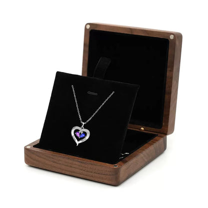 To My Wife - Birthstone Heart Necklace with Walnut Box