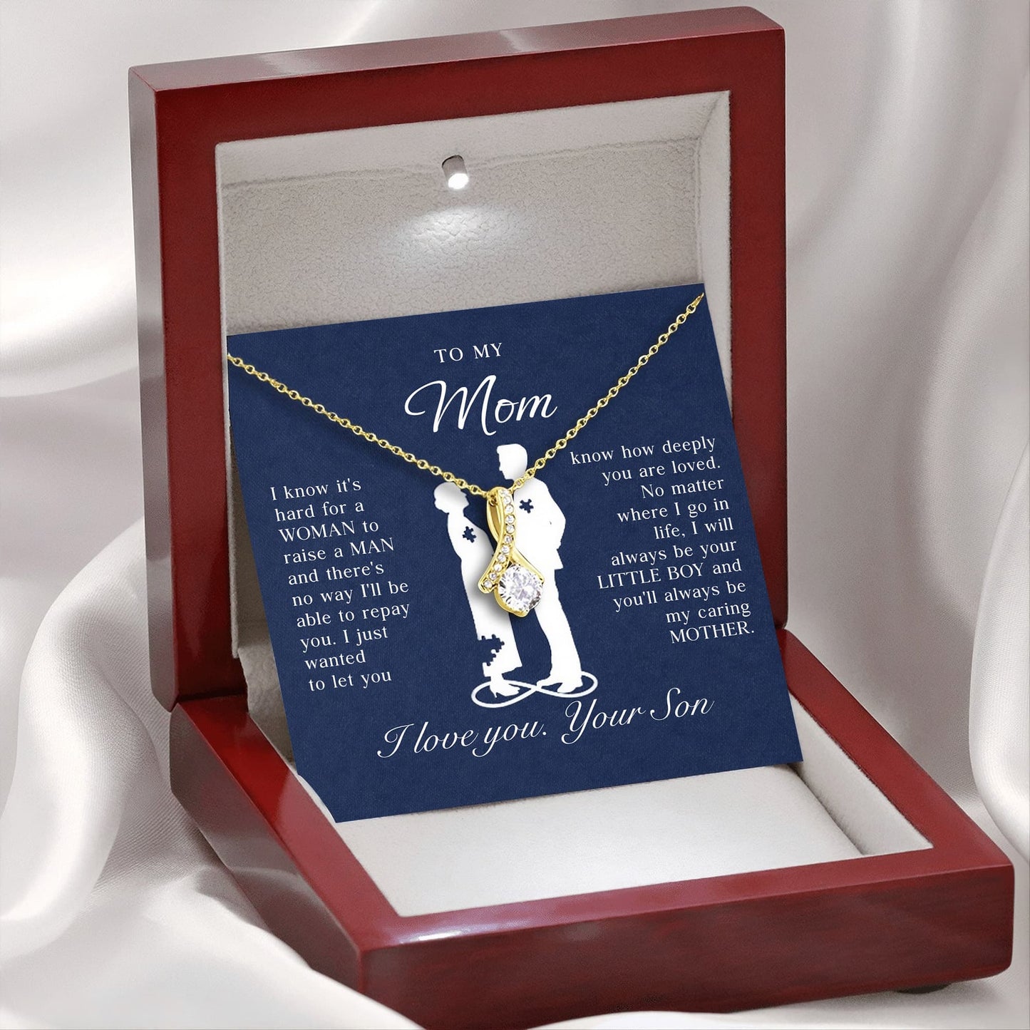 To My Mom - 14k White Gold Necklace Gift Set