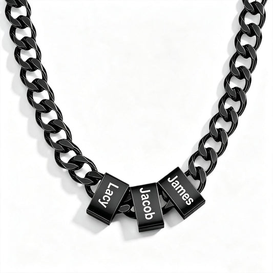 Men’s Necklace with Personalized Name Beads