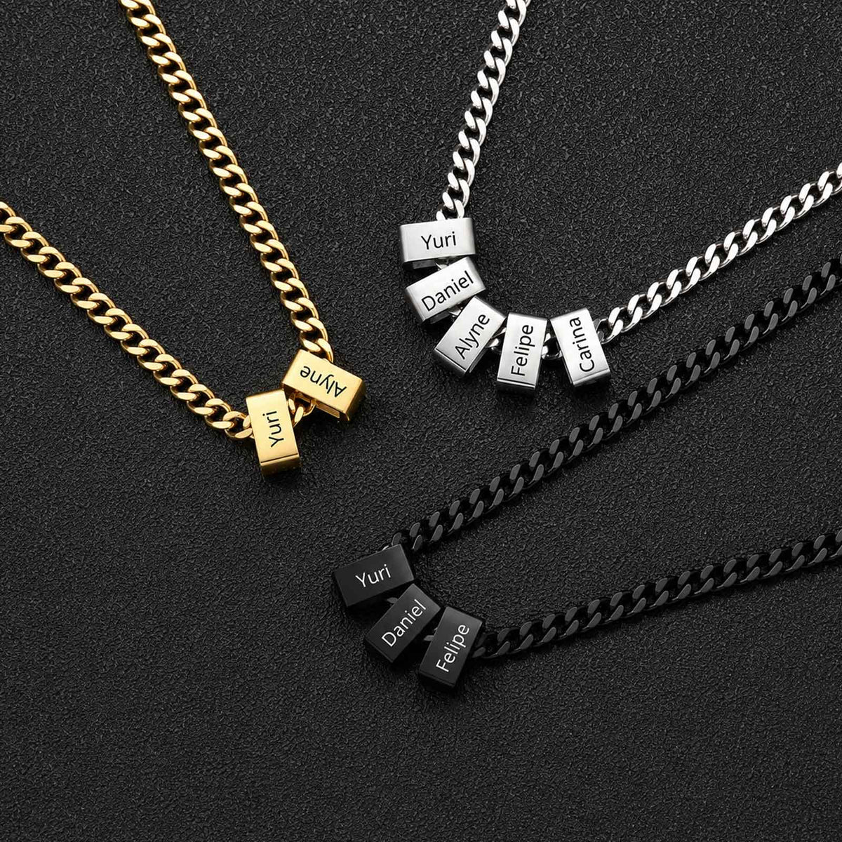 Men’s Necklace with Personalized Name Beads