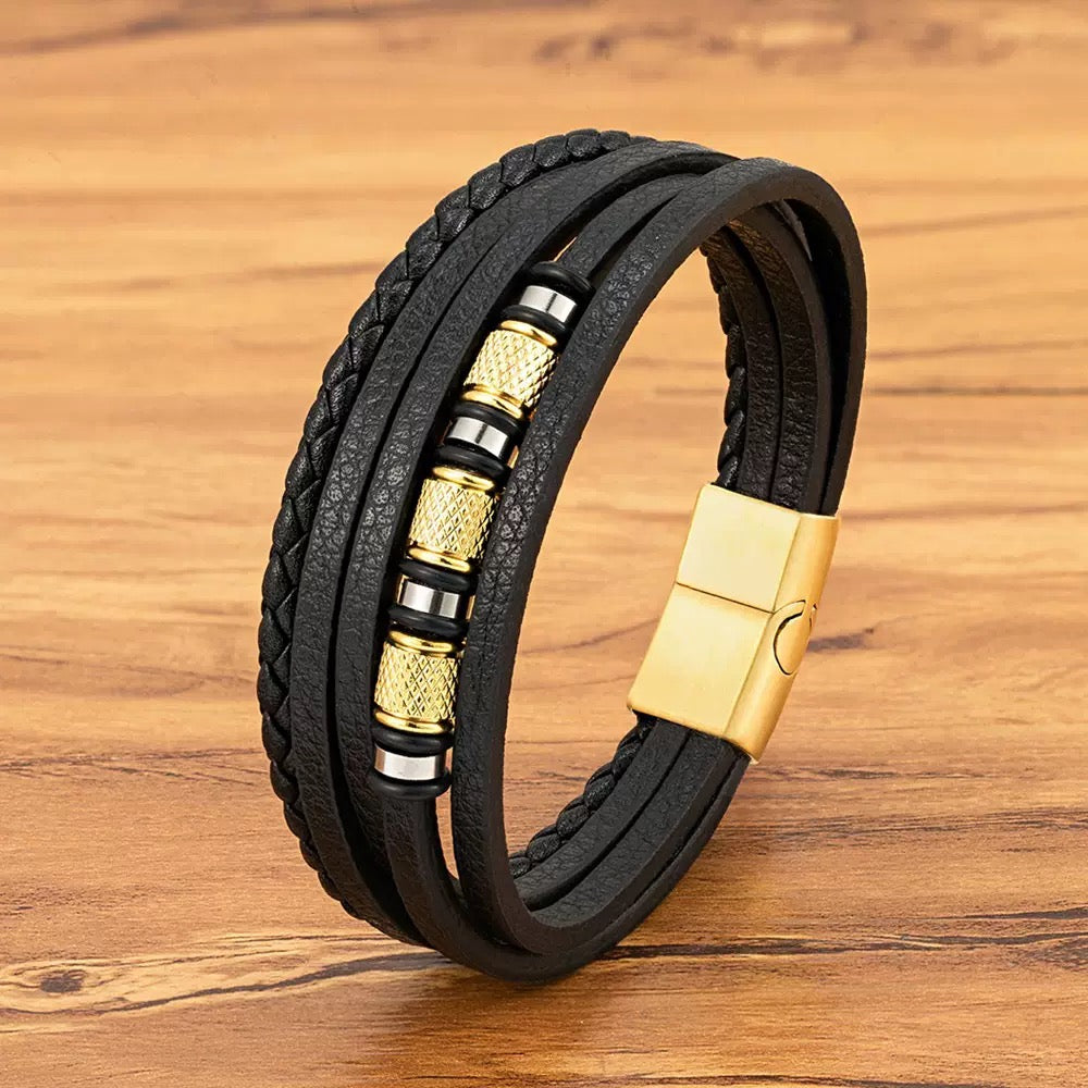 To My Son – Braided Black Leather Bracelet