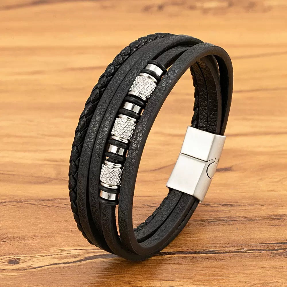 To My Son – Braided Black Leather Bracelet
