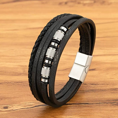 To My Son – Braided Black Leather Bracelet