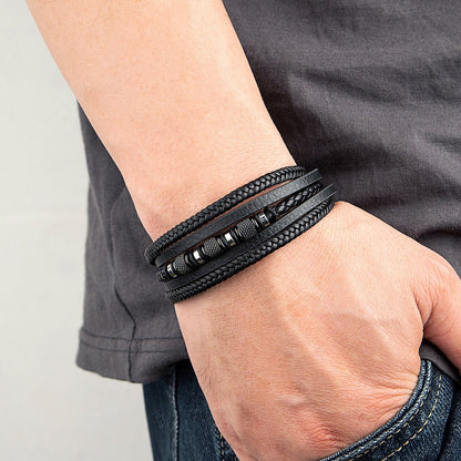 To My Son – Braided Black Leather Bracelet
