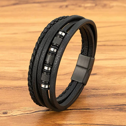 To My Son – Braided Black Leather Bracelet