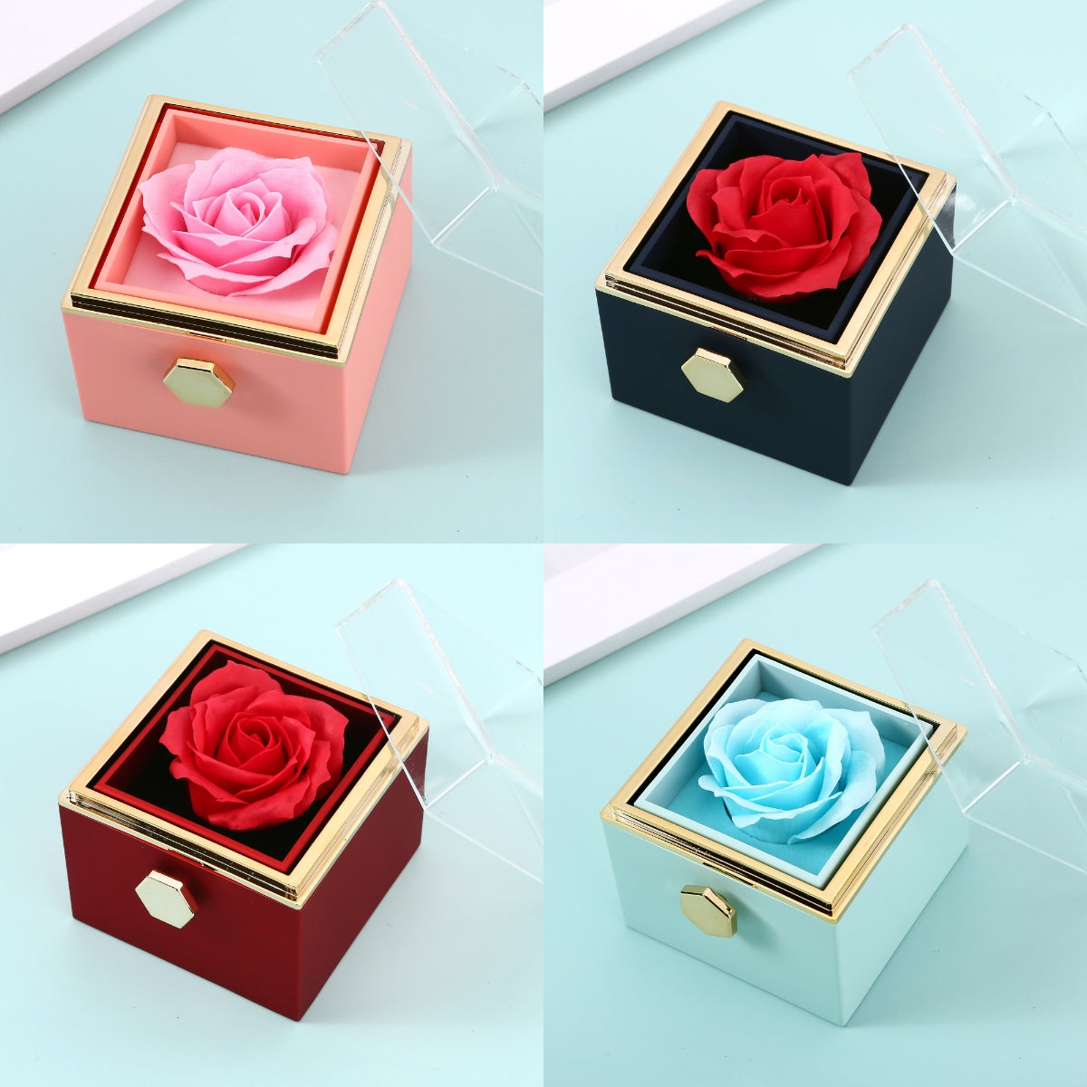 Eternal Rose Box - With Double Heart Engraved Necklace
