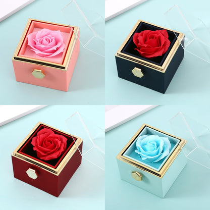 Eternal Rose Box - With Double Heart Engraved Necklace