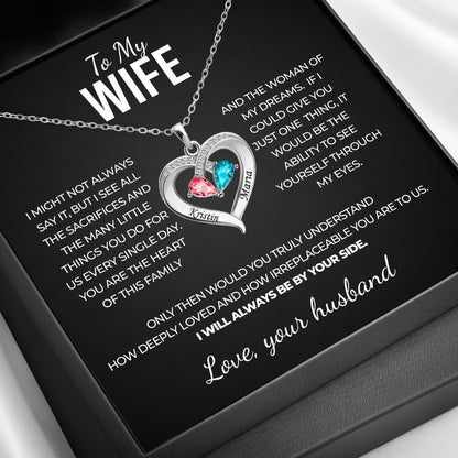 To my Wife Birthstone Heart Necklace